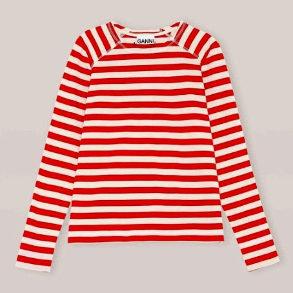 Red and white striped GANNI tshirt